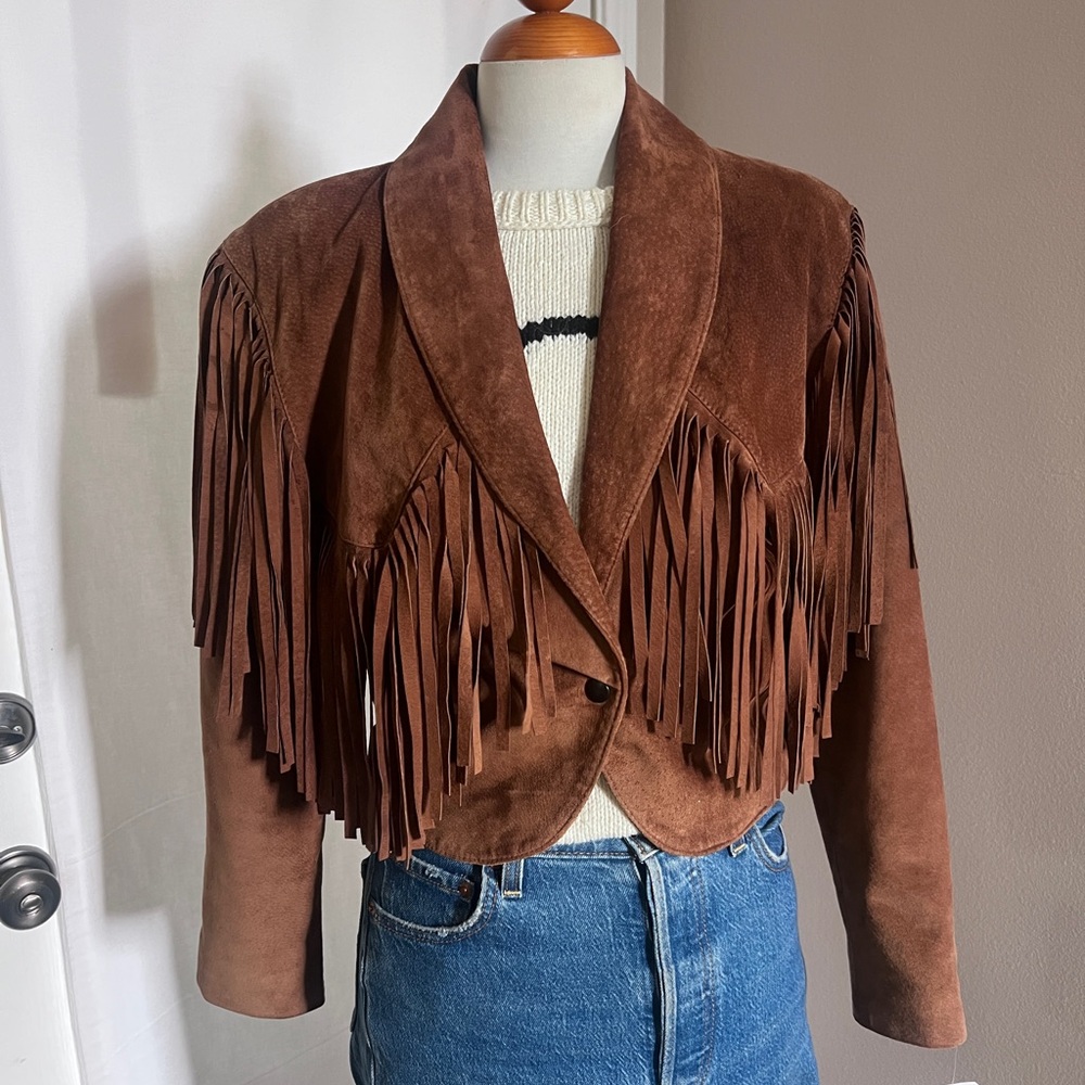 Vintage Ann Taylor Suede Fringe Jacket - Picture 6 of 15